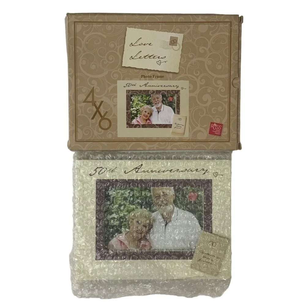 50 Wedding Anniversary Photo Keepsake Frame Earth Tones Holds 4 x 6 in Photo New